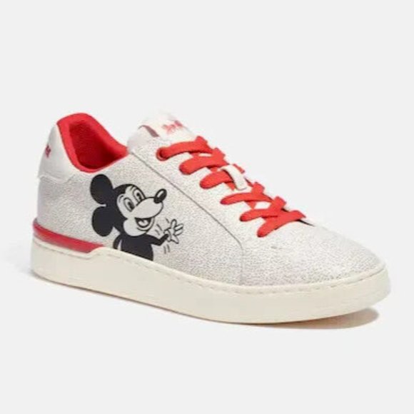COACH Disney Mickey Mouse X Keith Haring Low Top Sneaker Shoes Red - Picture 1 of 4